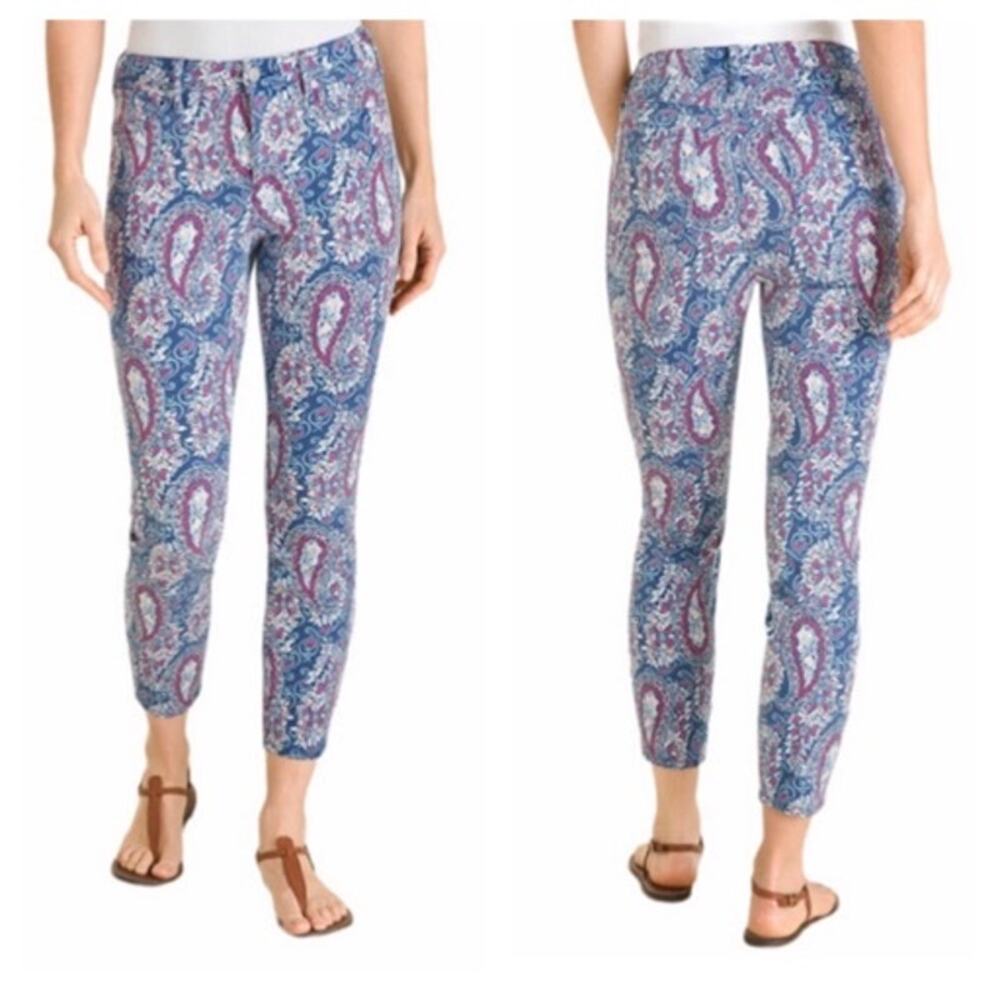 NYDJ for Chico’s Flawless Contour Paisley Floral Skinny Ankle Jeans size 16